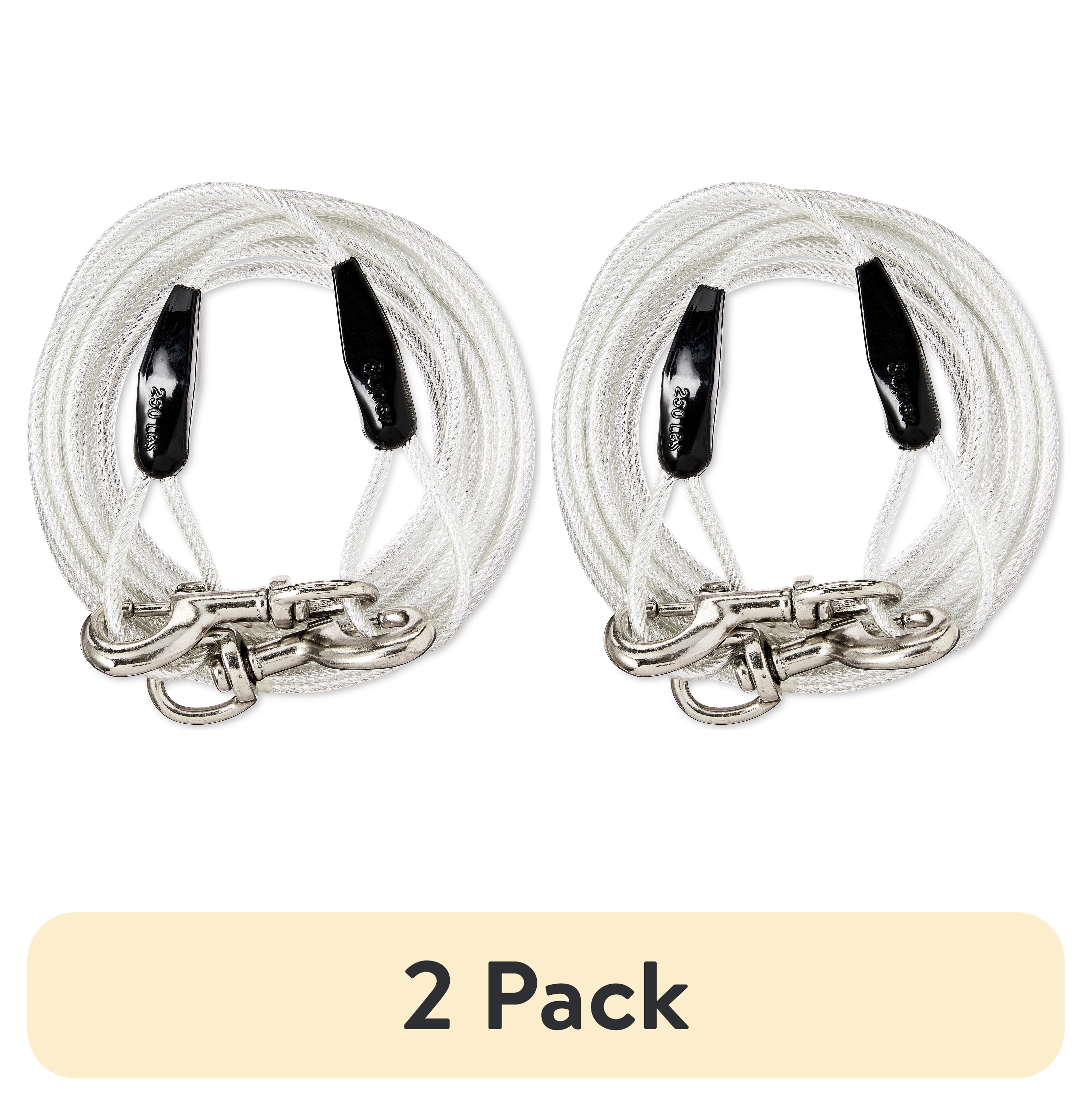 (2 pack) Vibrant Life Reflective Vinyl-Covered Tie-Out Cable for Dogs, Super, 25'
