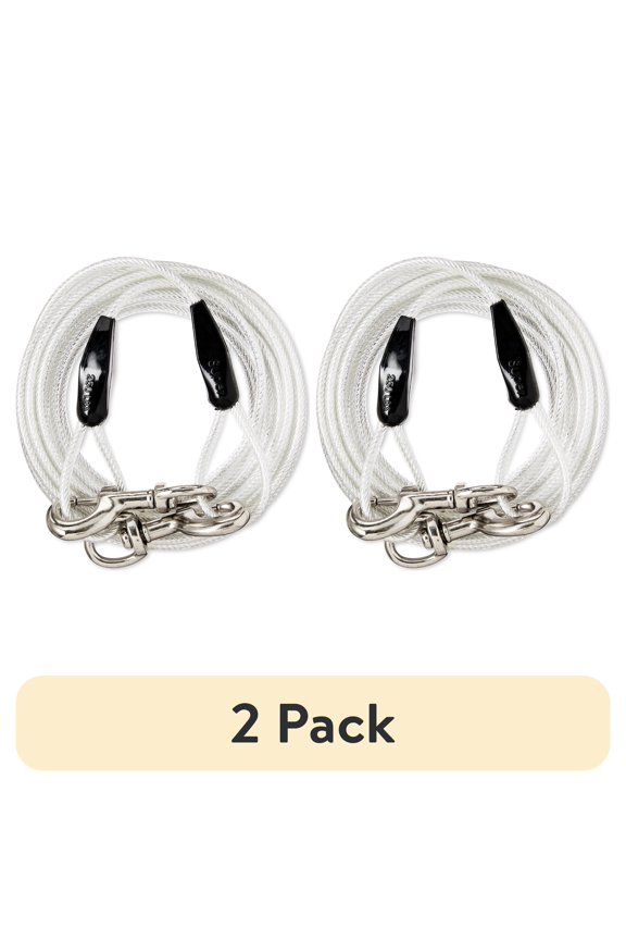 (2 pack) Vibrant Life Reflective Vinyl-Covered Tie-Out Cable for Dogs, Super, 25'