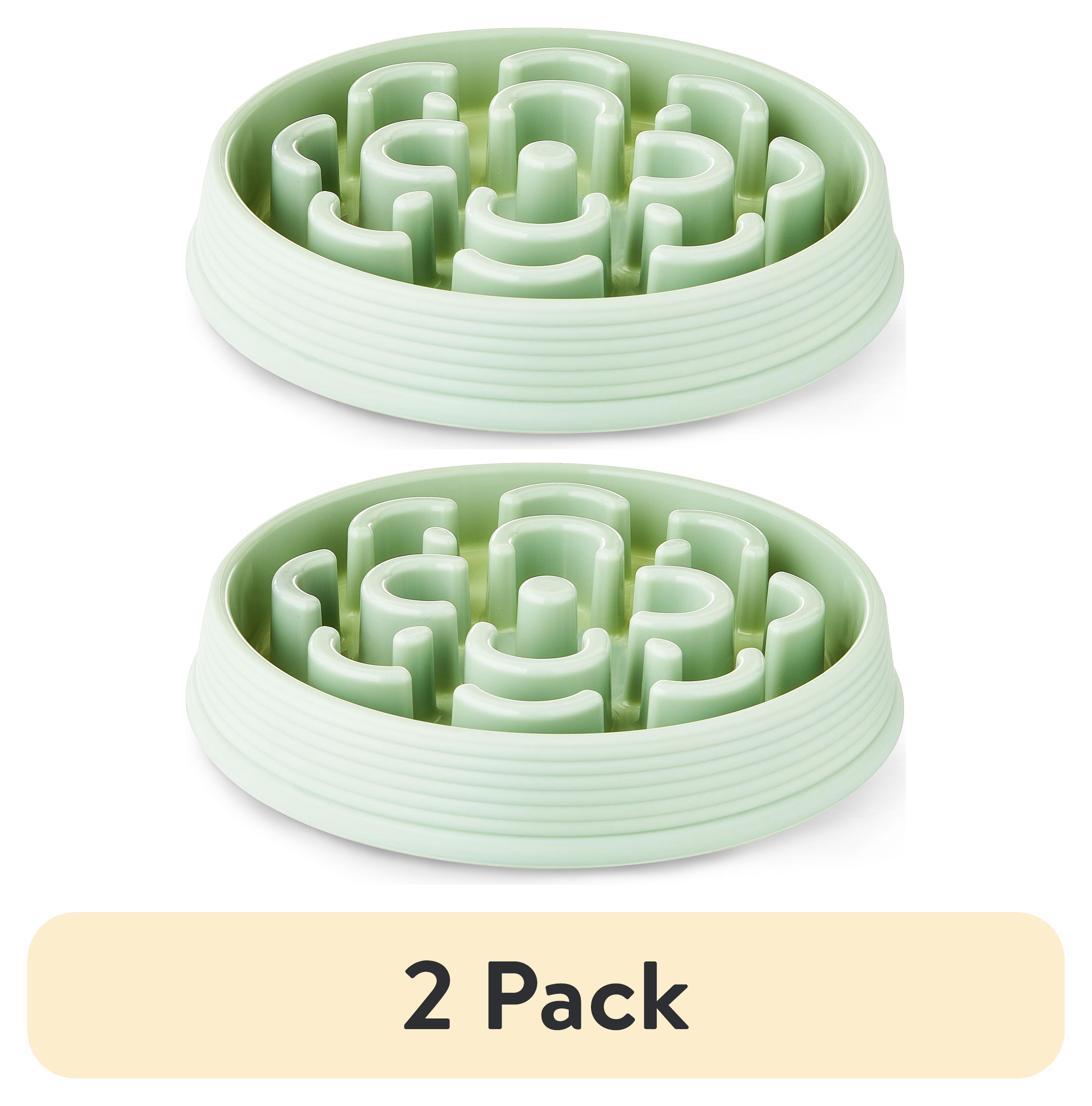 (2 pack) Vibrant Life Slow Chow Dog Bowl, Green Medallion, 3.4 Cups