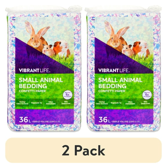 (2 pack) Vibrant Life Small Animal Bedding, Confetti Paper, 36 L Bag