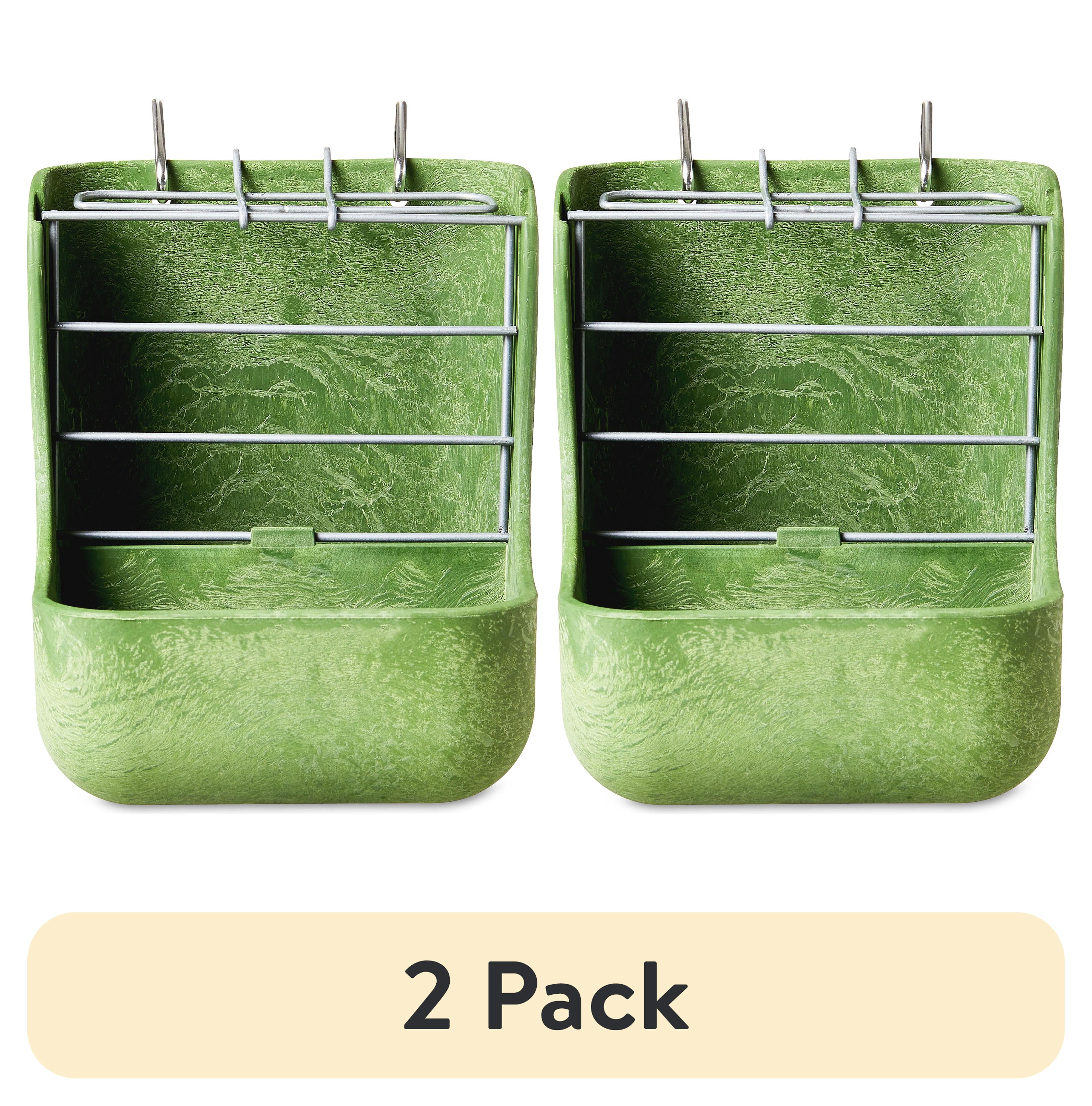 (2 pack) Vibrant Life Small Animal Plastic Hay and Food Bin, Green