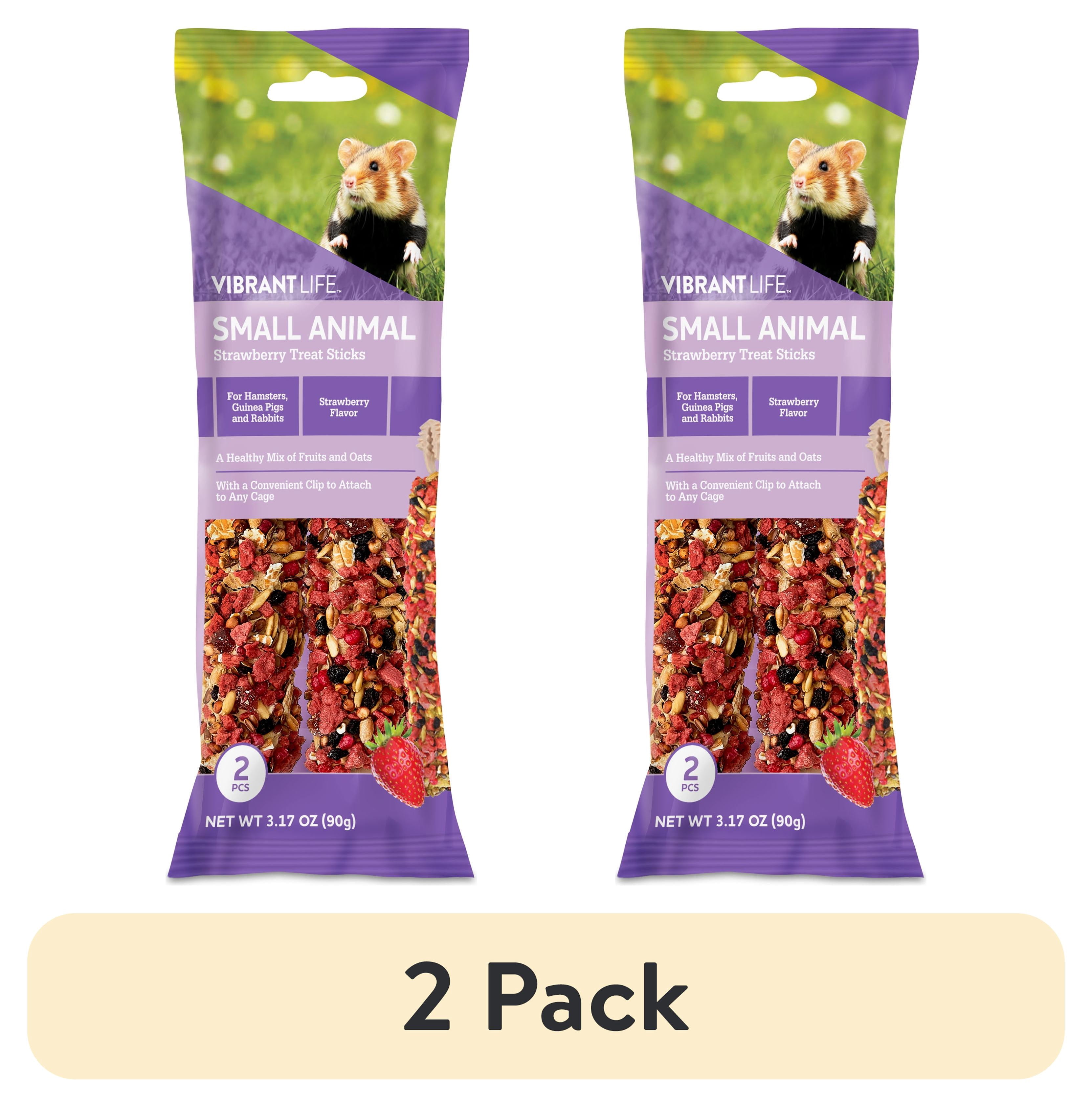 (2 pack) Vibrant Life Small Animal Treat Sticks, Strawberry, 3.17 oz. Bag, 2 Pieces