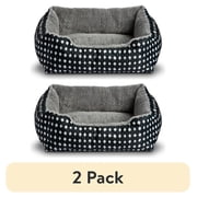 (2 pack) Vibrant Life Small Cuddler Pet Bed, Black and White Diamonds, 19" x 15"