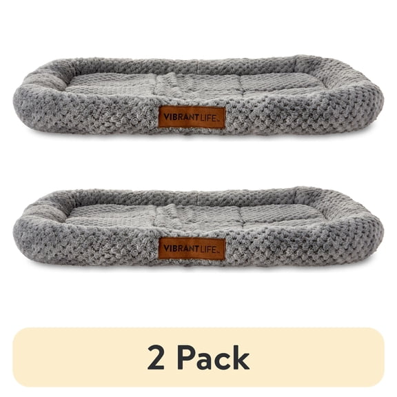 (2 pack) Vibrant Life Small/Medium Soft Cozy Crate Mat, Gray, 24" x 18"