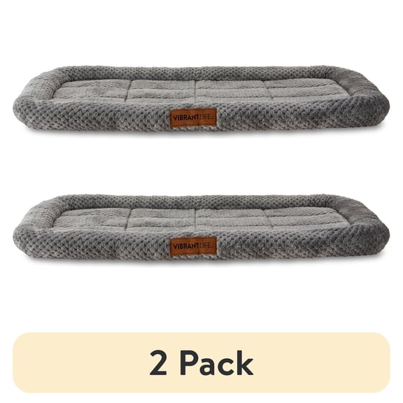 (2 pack) Vibrant Life Soft Cozy Crate Mat for Dogs, Gray, 36 in x 22 in