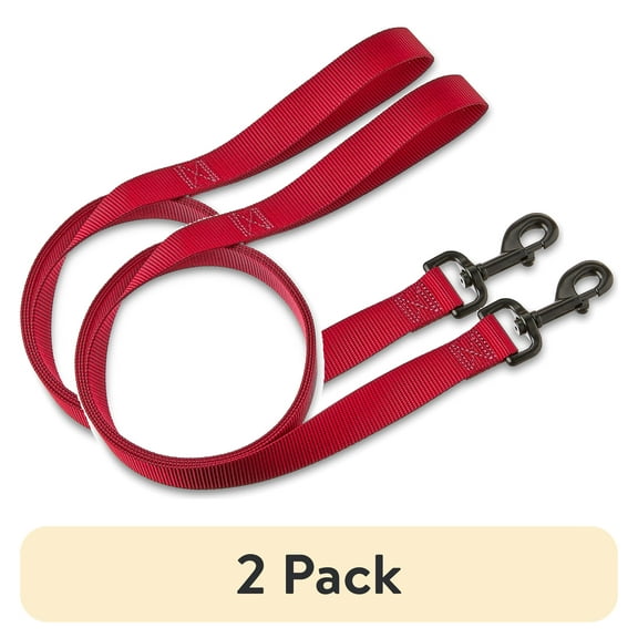 (2 pack) Vibrant Life Solid Polyester Leash for Medium & Large Dogs, Red, 6 ft