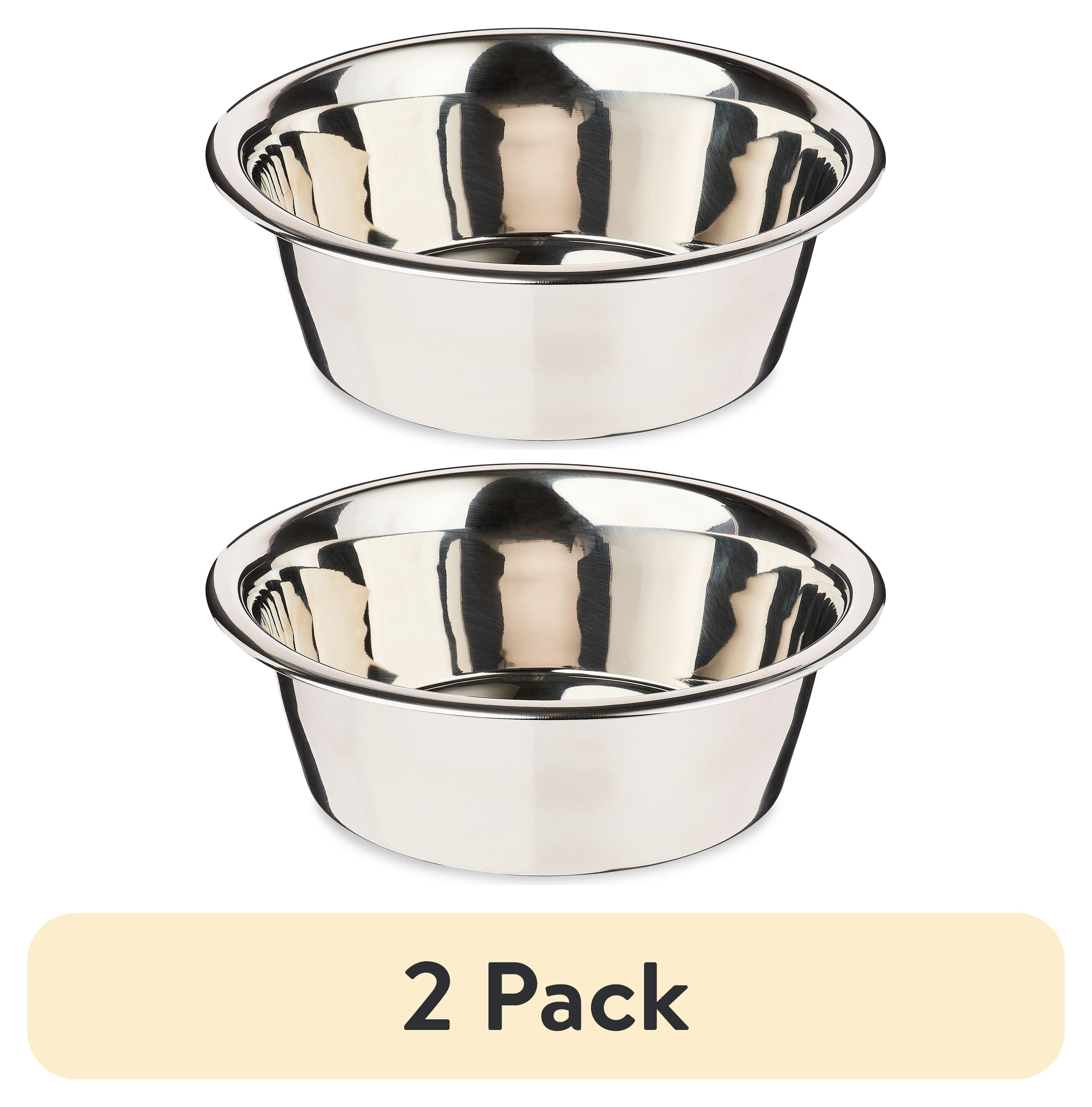 (2 pack) Vibrant Life Large 15.2-Cup Stainless Steel Pet Bowl, Silver