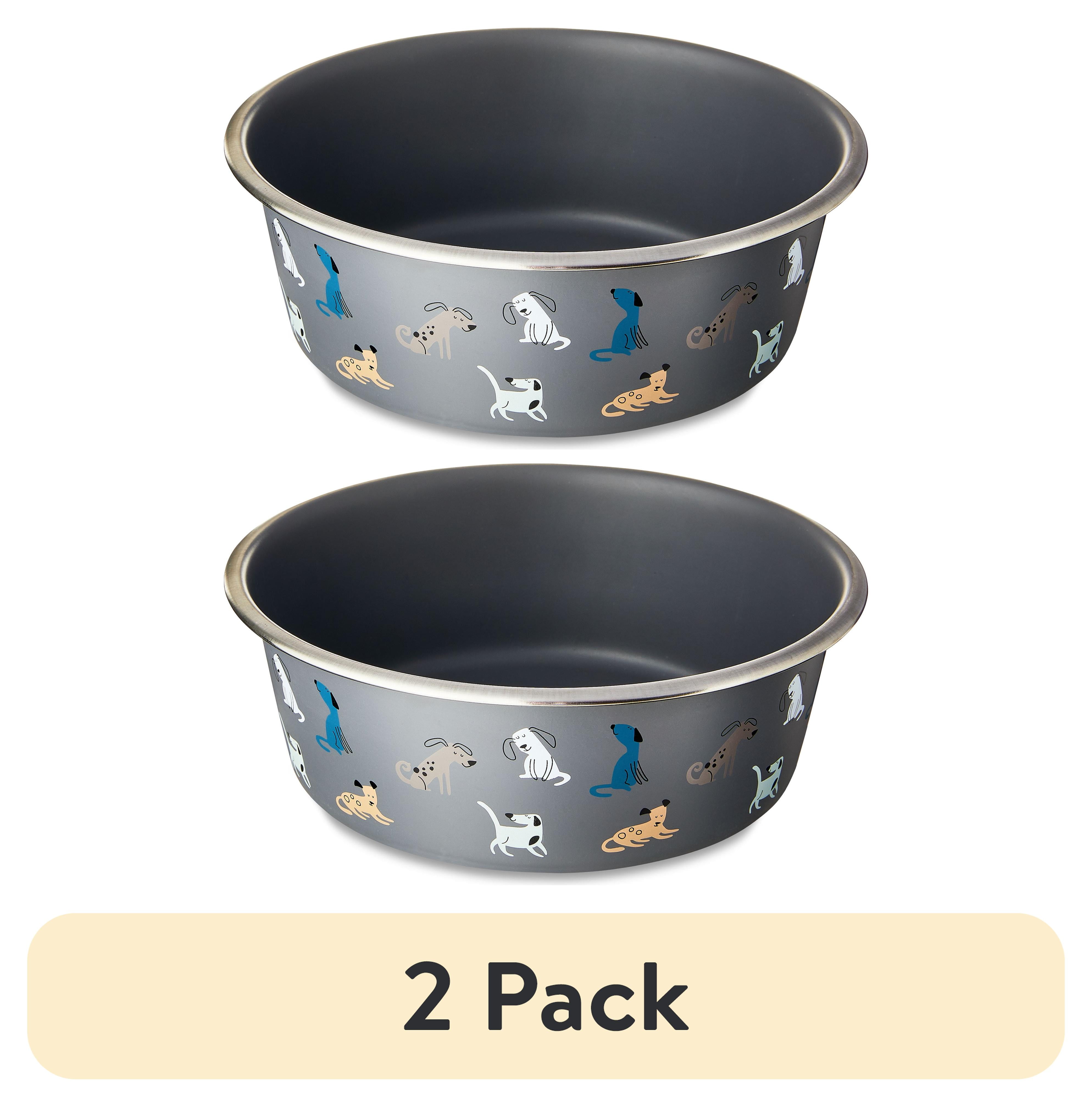 Vibrant Life Stainless Steel Dog Bowl, Large 64 oz Blue with Dog