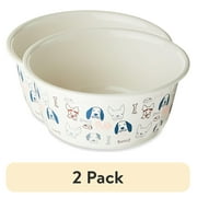 (2 pack) Vibrant Life Stainless Steel Doggie Faces Bowl, Off-White, Medium (4 Cups)