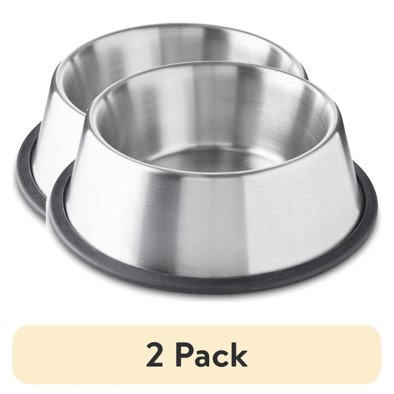 2 pack) Vibrant Life Large 8.4-Cup Stainless Steel Pet Bowl