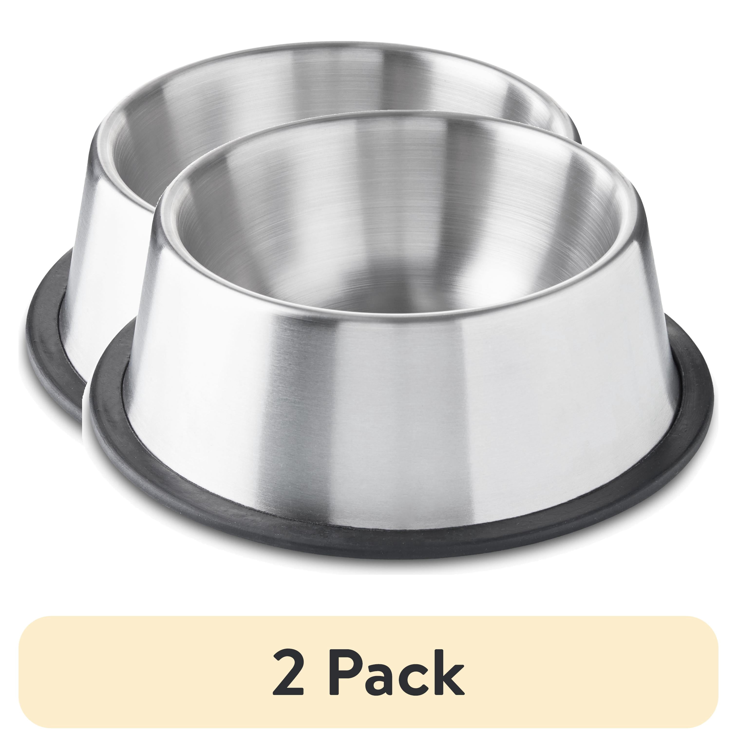 (2 pack) Vibrant Life Medium 4.2-Cup Stainless Steel Pet Bowl, Silver