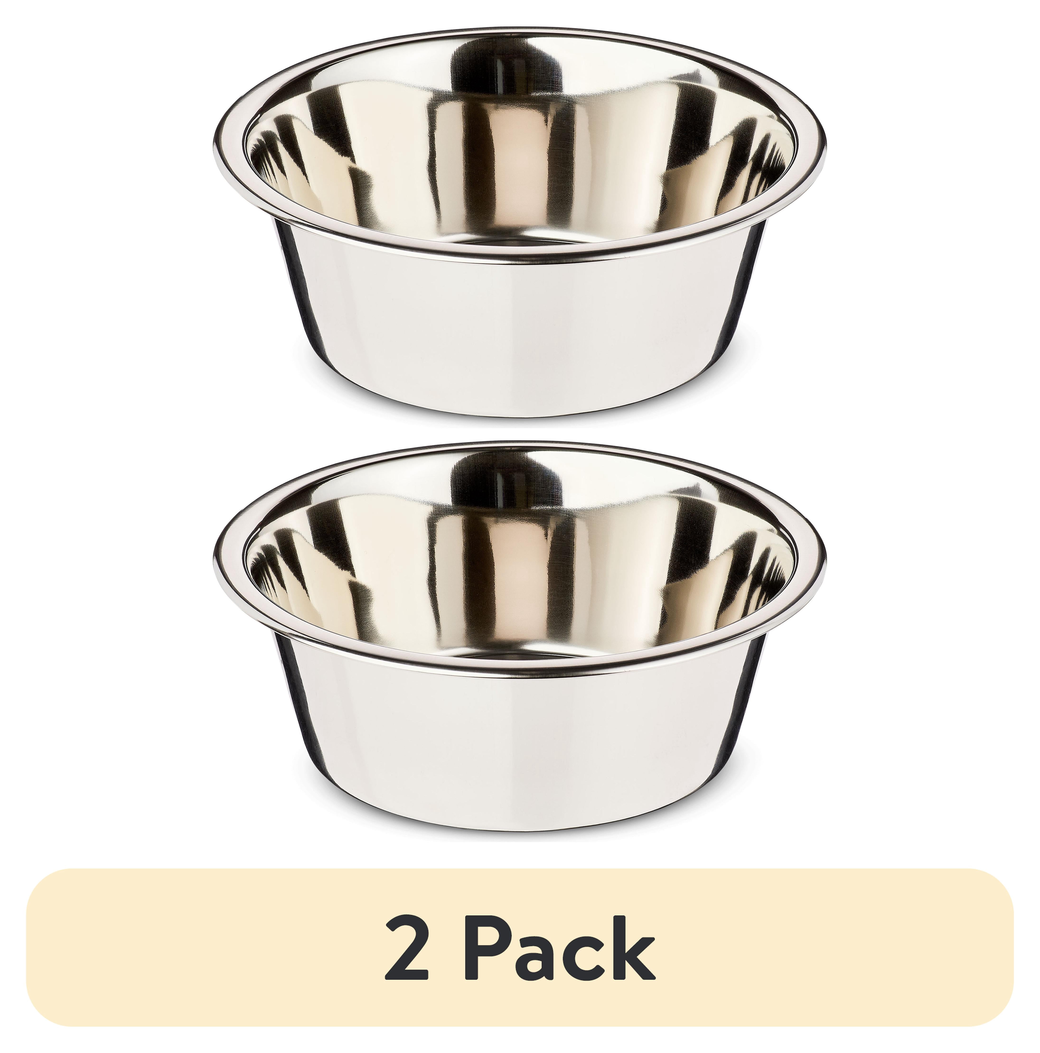 (2 pack) Vibrant Life Medium 7.6-Cup Stainless Steel Pet Bowl, Silver