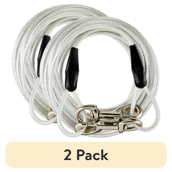 (2 pack) Vibrant Life Super 40 ft Reflective Vinyl-Covered Tie-Out Cable for Dogs up to 250 lb