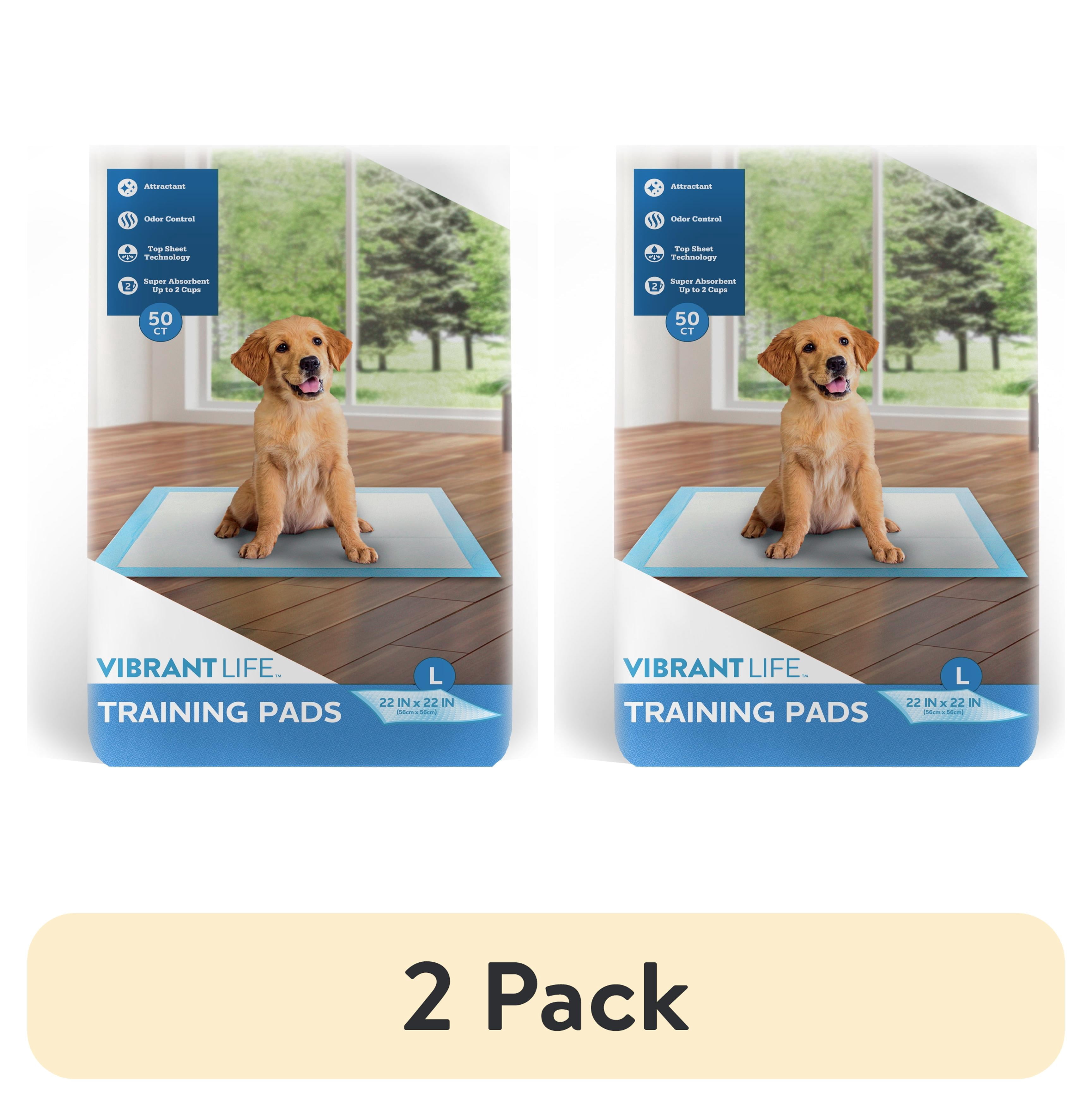 (2 pack) Vibrant Life Large 5-Layer Pet Training Pads, 22 in x 22 in, 50 Count