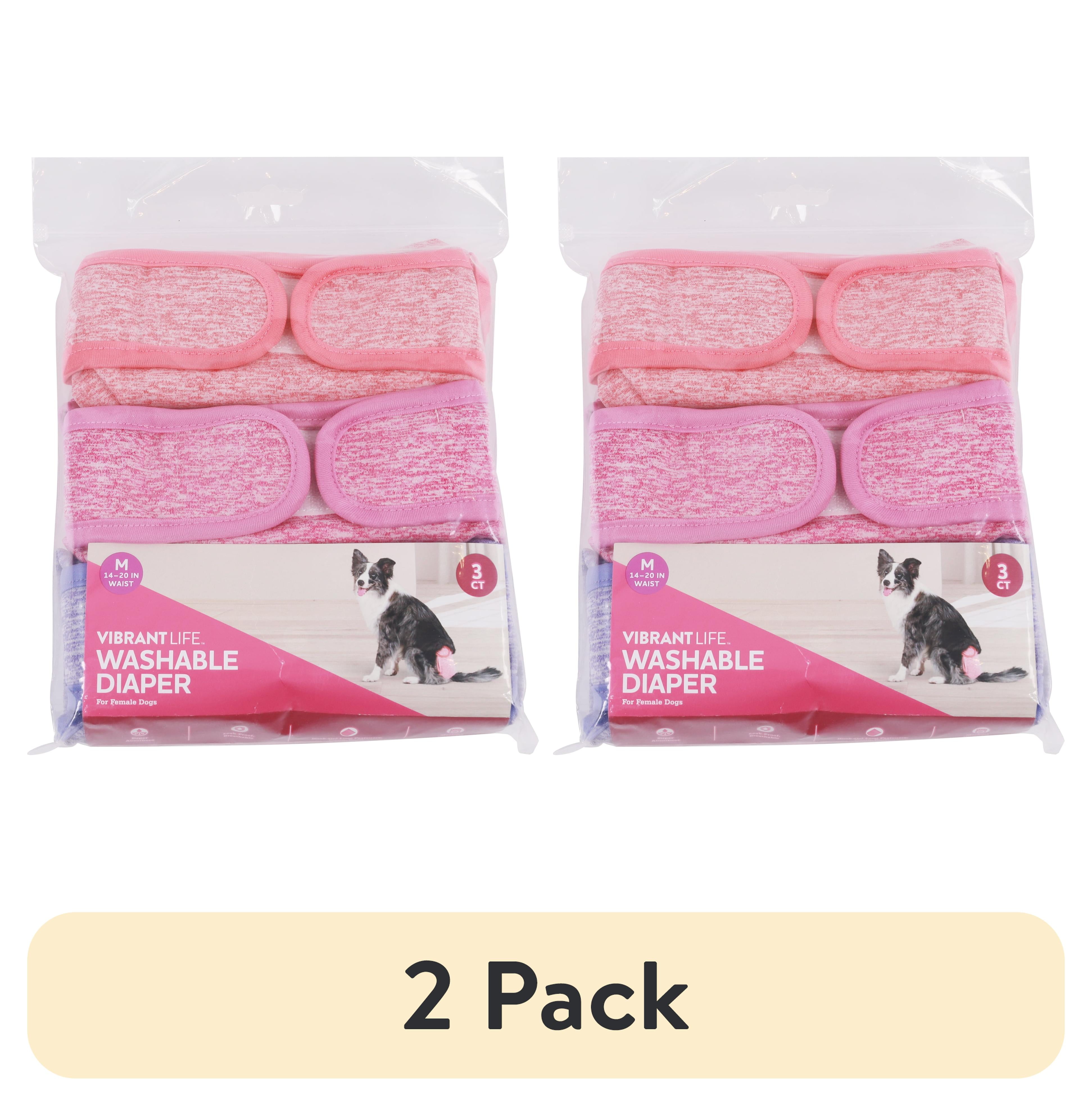 (2 pack) Vibrant Life Washable Dog Diapers for Female Dogs,Medium, 3 Count