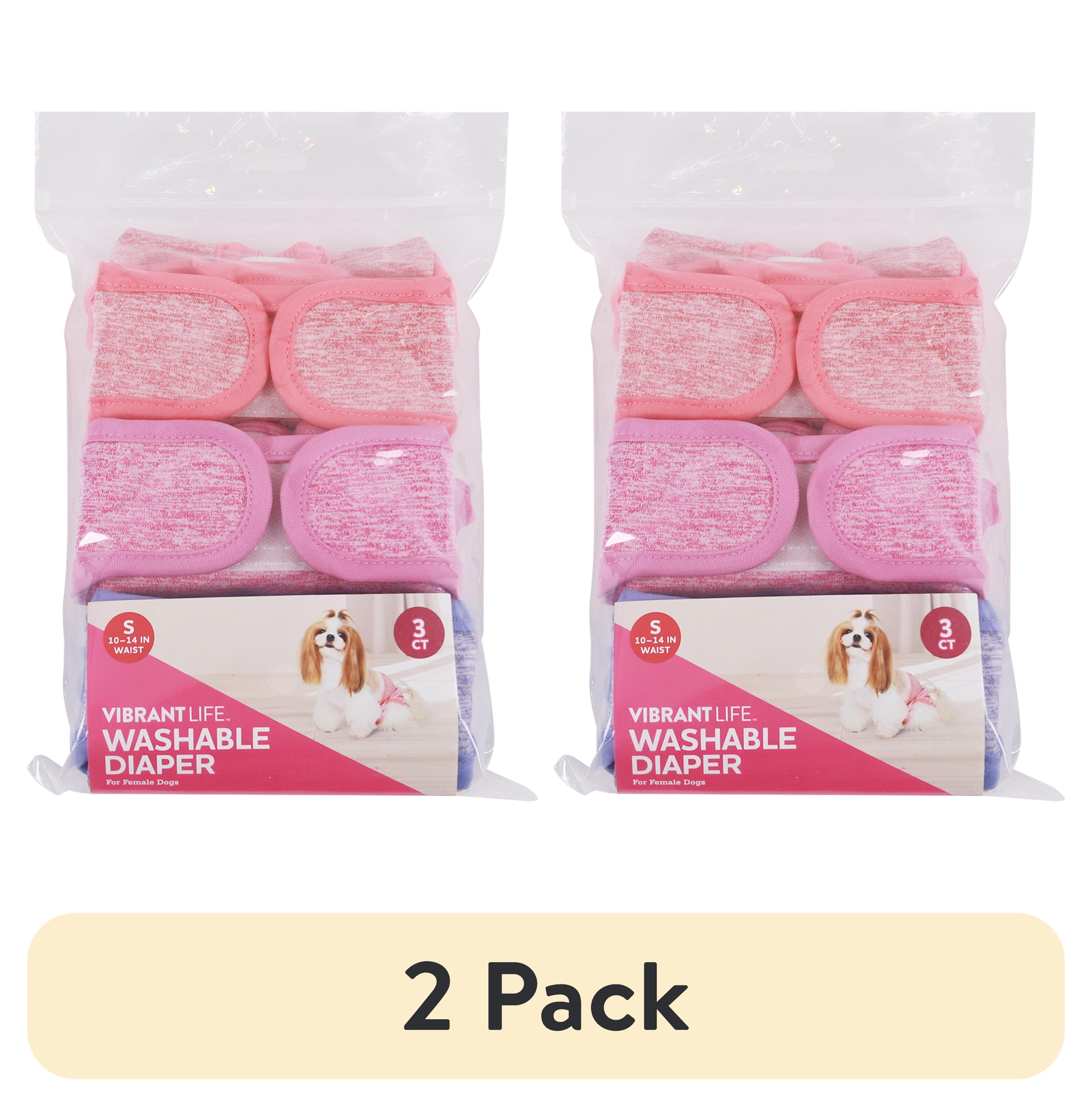 (2 pack) Vibrant Life Washable Dog Diapers for Female Dogs, S, 3 Count