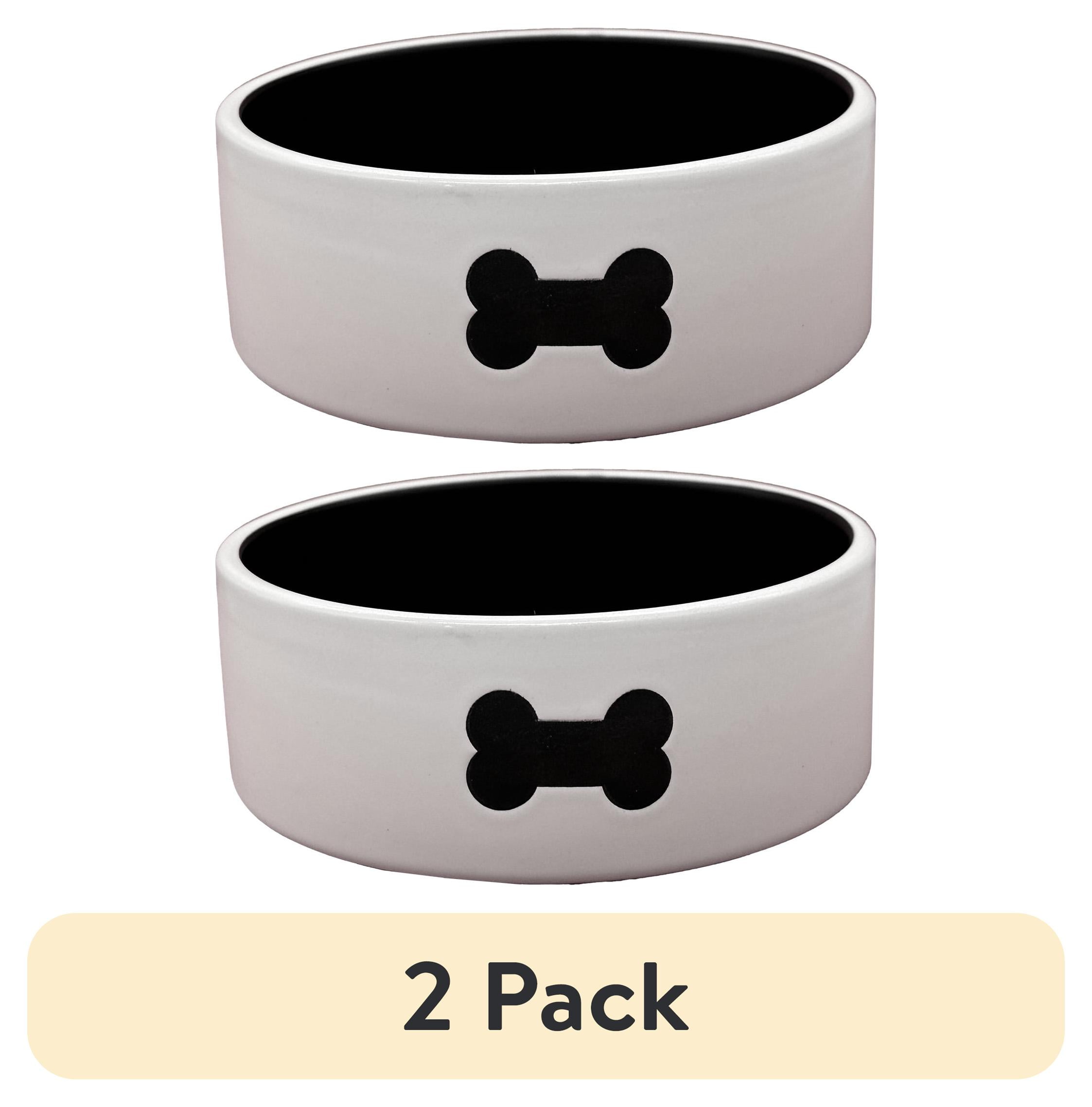 (2 pack) Vibrant Life Ceramic Dog Food Bowl, White
