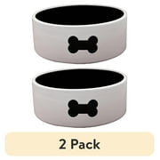 (2 pack) Vibrant Life White Ceramic Dog Pet Bowl