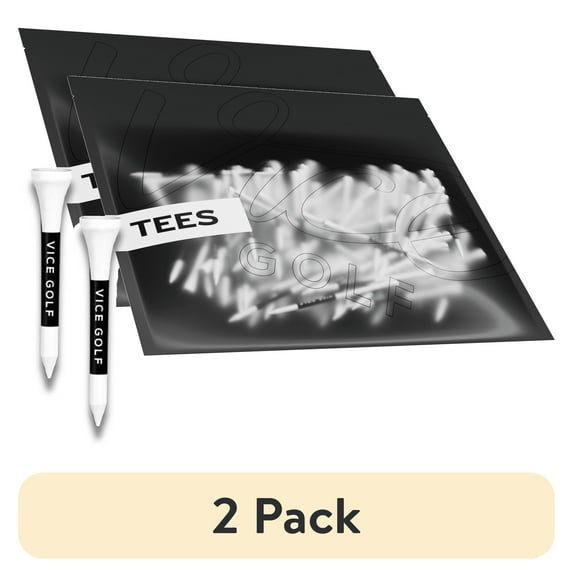(2 pack) Vice Golf Bamboo Tees 75 Pieces Pack, Color White (60- 3.3 inch Length and 15- 2.1 inch Length)