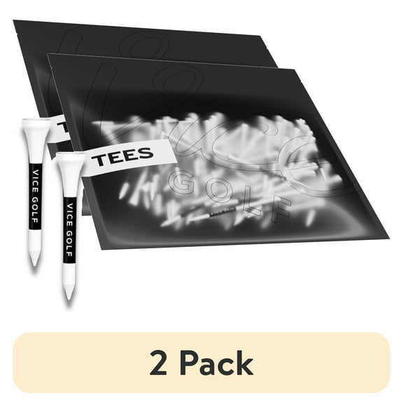 (2 pack) Vice Golf Bamboo Tees 75 Pieces Pack, Color White (60- 3.3 inch Length and 15- 2.1 inch Length)