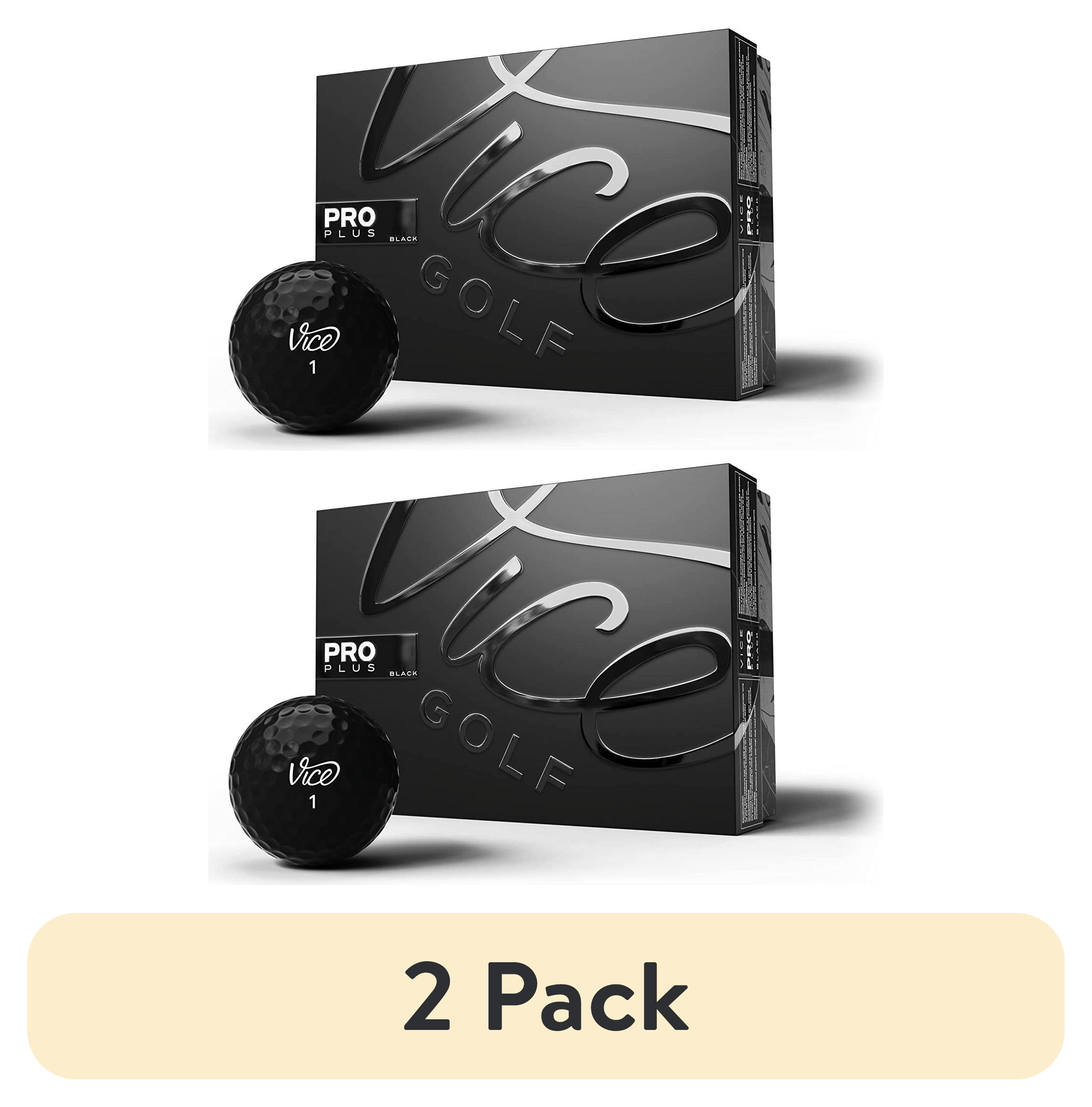 (2 pack) Vice Golf Limited Edition Pro Plus Golf Balls, Black, 12pk