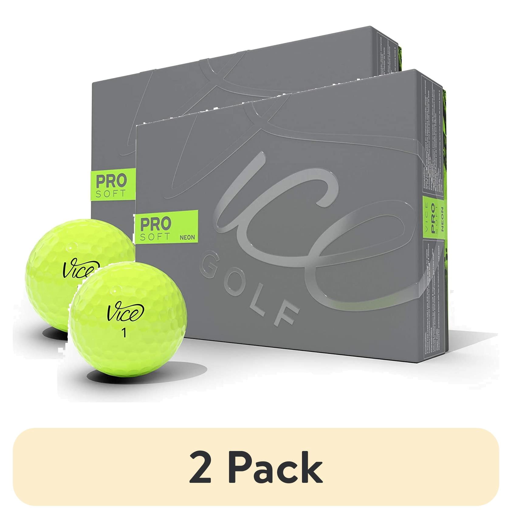 (2 pack) Vice Golf Pro Soft Golf Balls, Lime Green,12pk