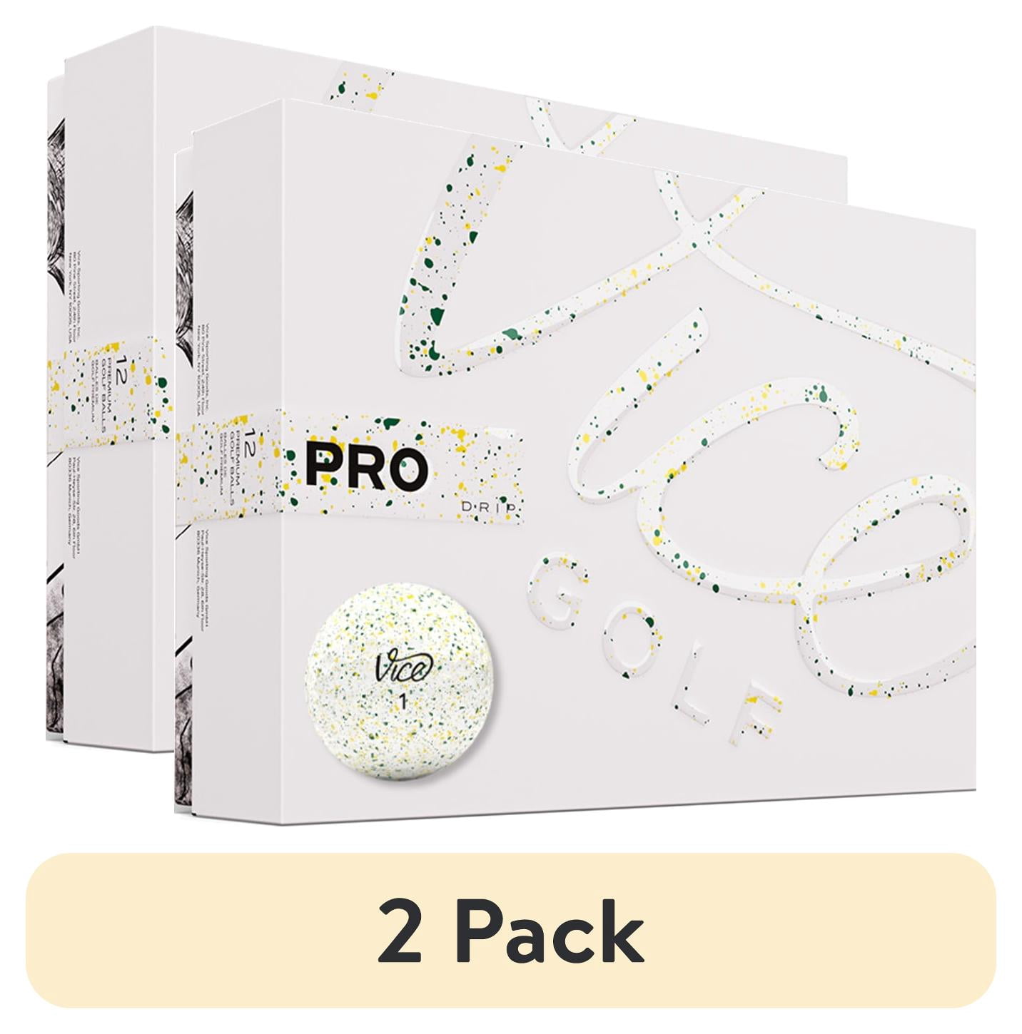 (2 pack) Vice Golf Pro Drip Yellow and Green Golf Balls, 1 Dozen