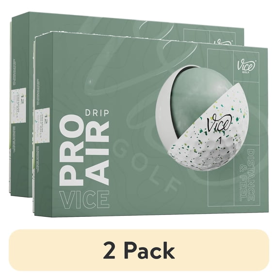 (2 pack) Vice Pro Air Golf Balls 2025, Petrol/Yellow Drip, 12pk