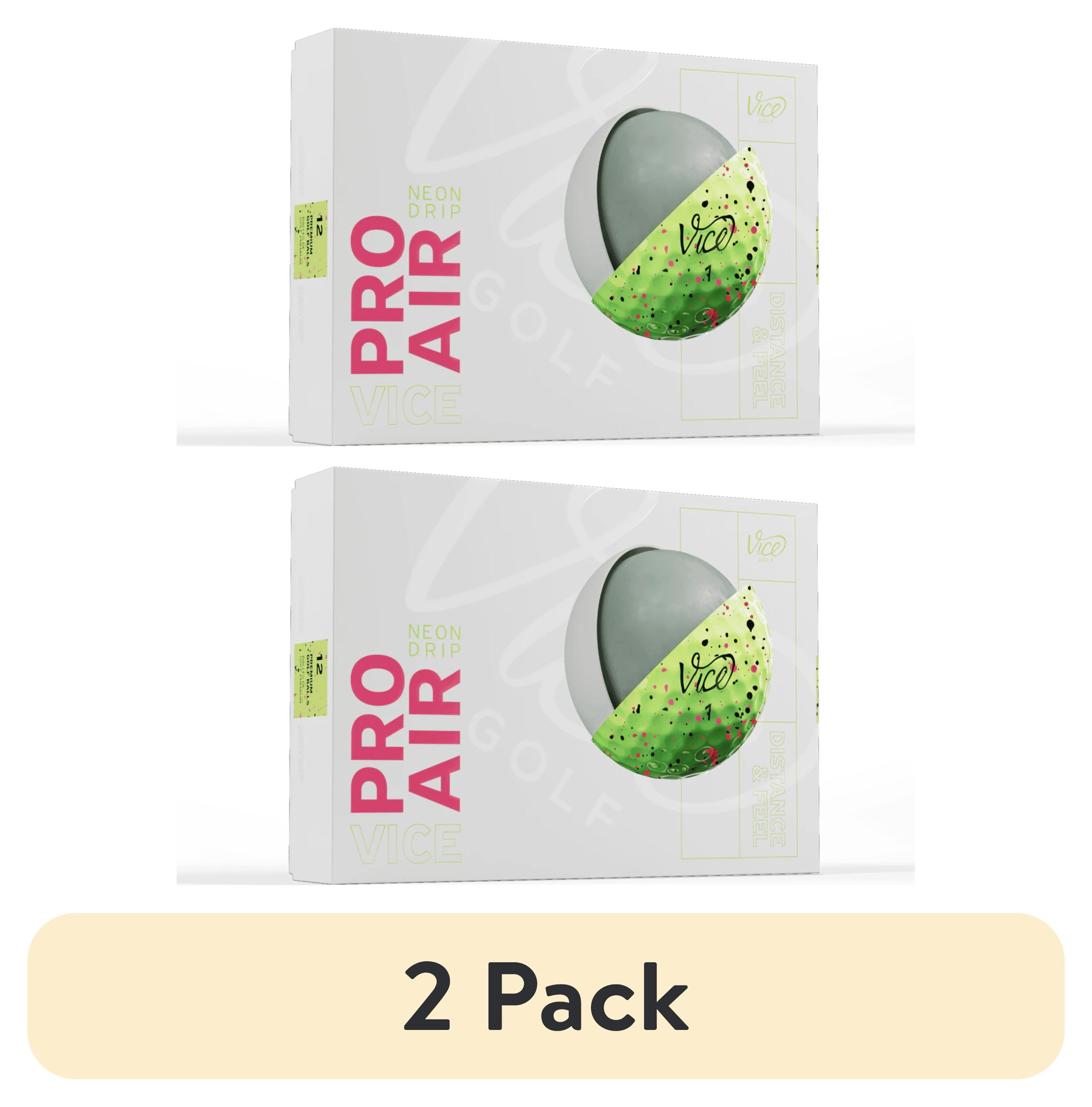(2 pack) Vice Pro Air Golf Balls, Lime/Pink Drip, 12pk