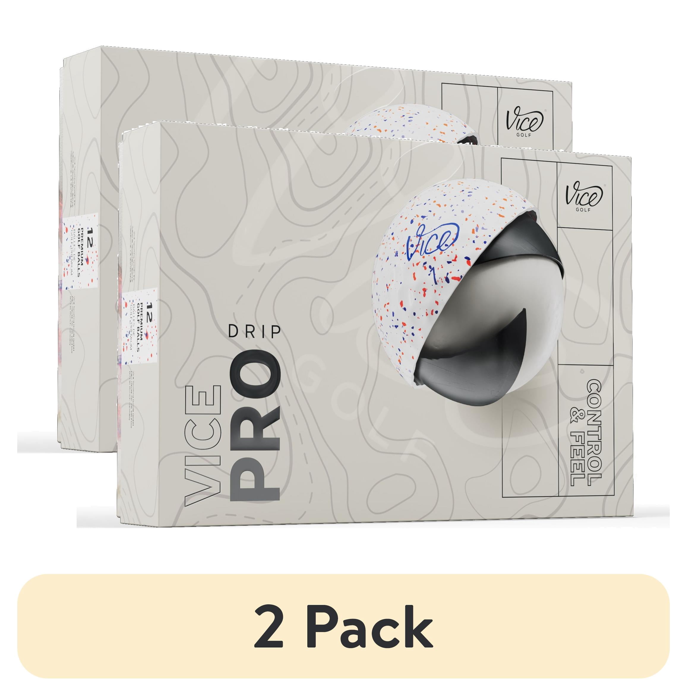 (2 pack) Vice Pro Drip 2024 Golf Balls, Blue/Red, 1 dozen