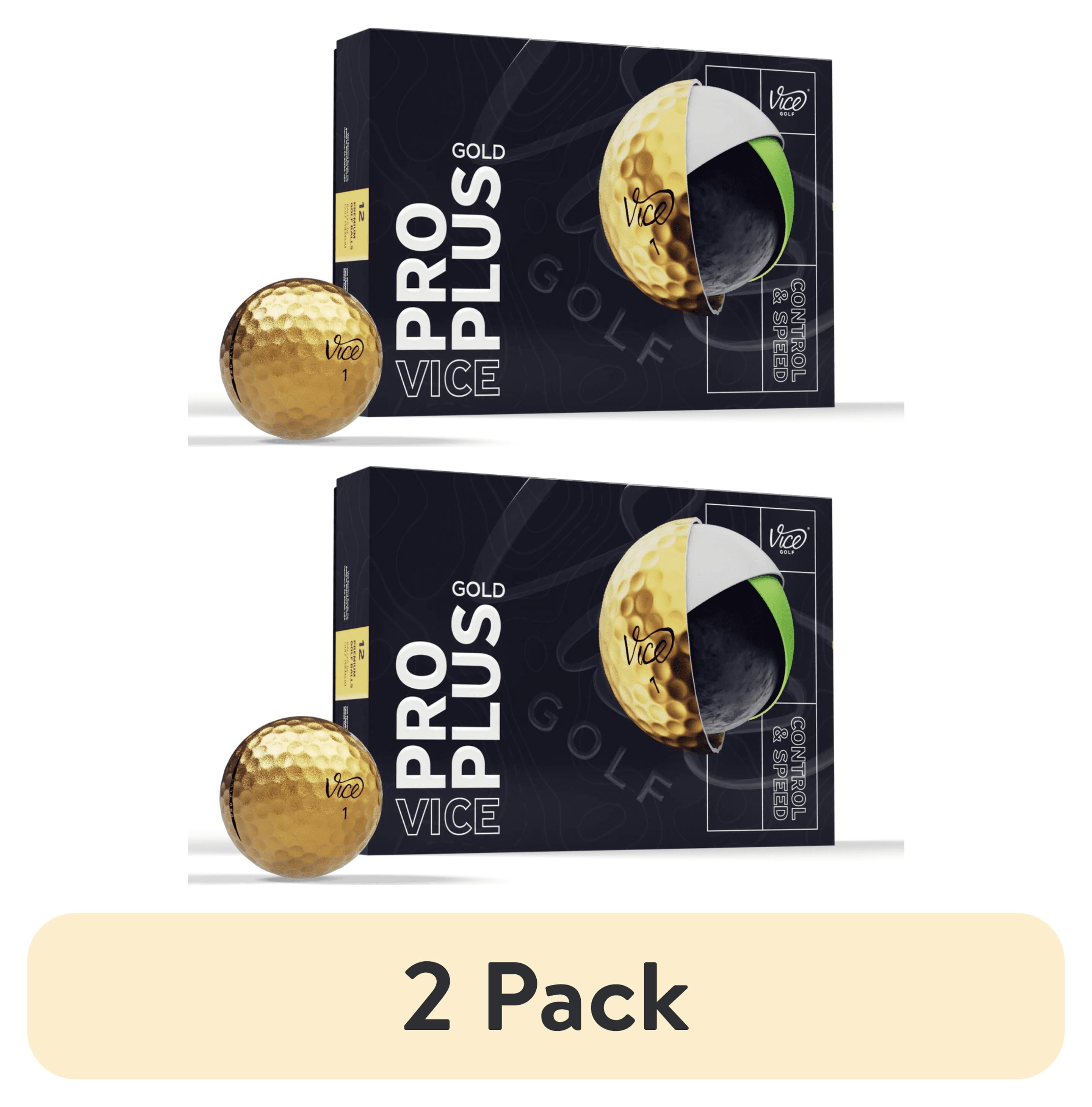 (2 pack) Vice Pro Plus Golf Balls, Gold 12pk
