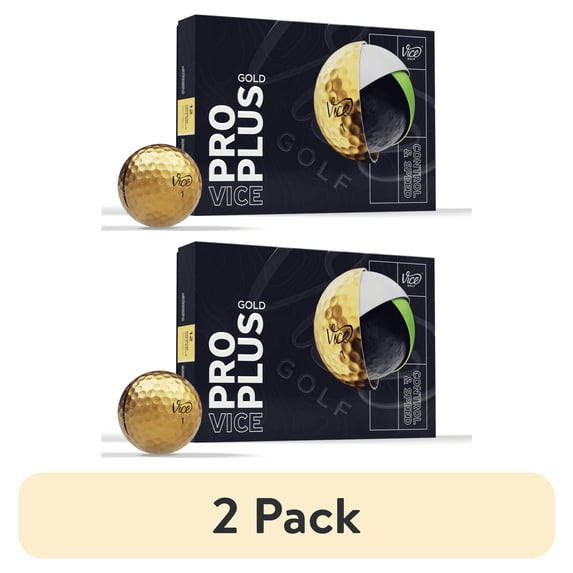 (2 pack) Vice Pro Plus Golf Balls, Gold 12pk