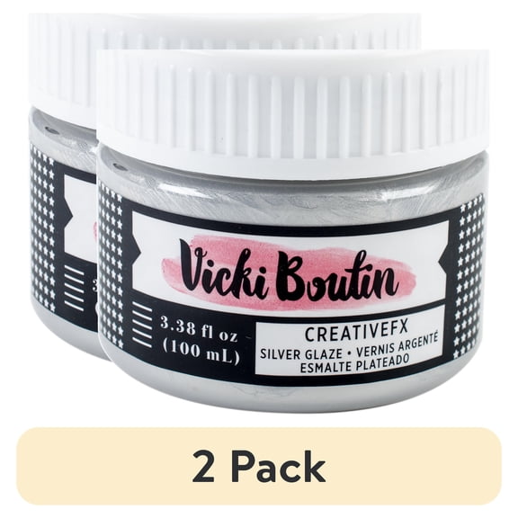 (2 pack) Vicki Boutin Mixed Media Creative FX Glaze 3.38oz-Silver