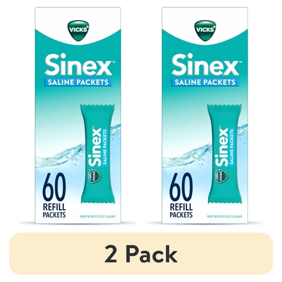 (2 pack) Vicks Sinex Saline Nasal Rinse, 60 Refill Packets