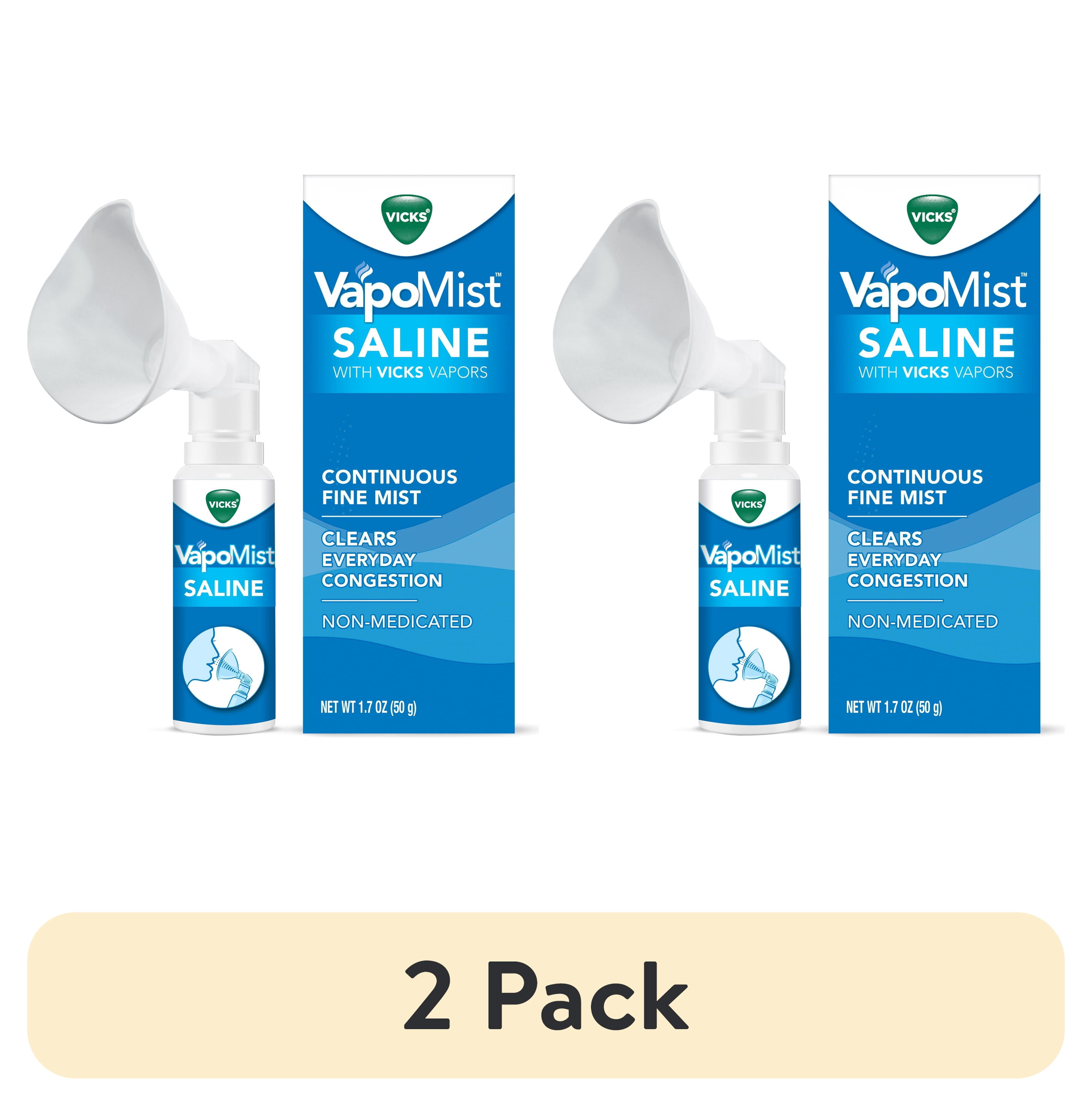 (2 pack) Vicks VapoMist Saline, Gentle Saline Mist With Soothing Vicks Vapors, Non- Medicated, 1.7 oz