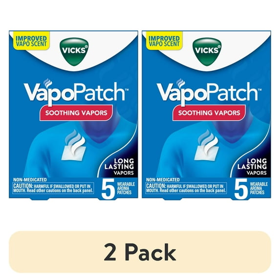 (2 pack) Vicks VapoPatch, Non-Medicated Wearable Arome Patch, Long Lasting Soothing Vicks Vapors, 5 Count