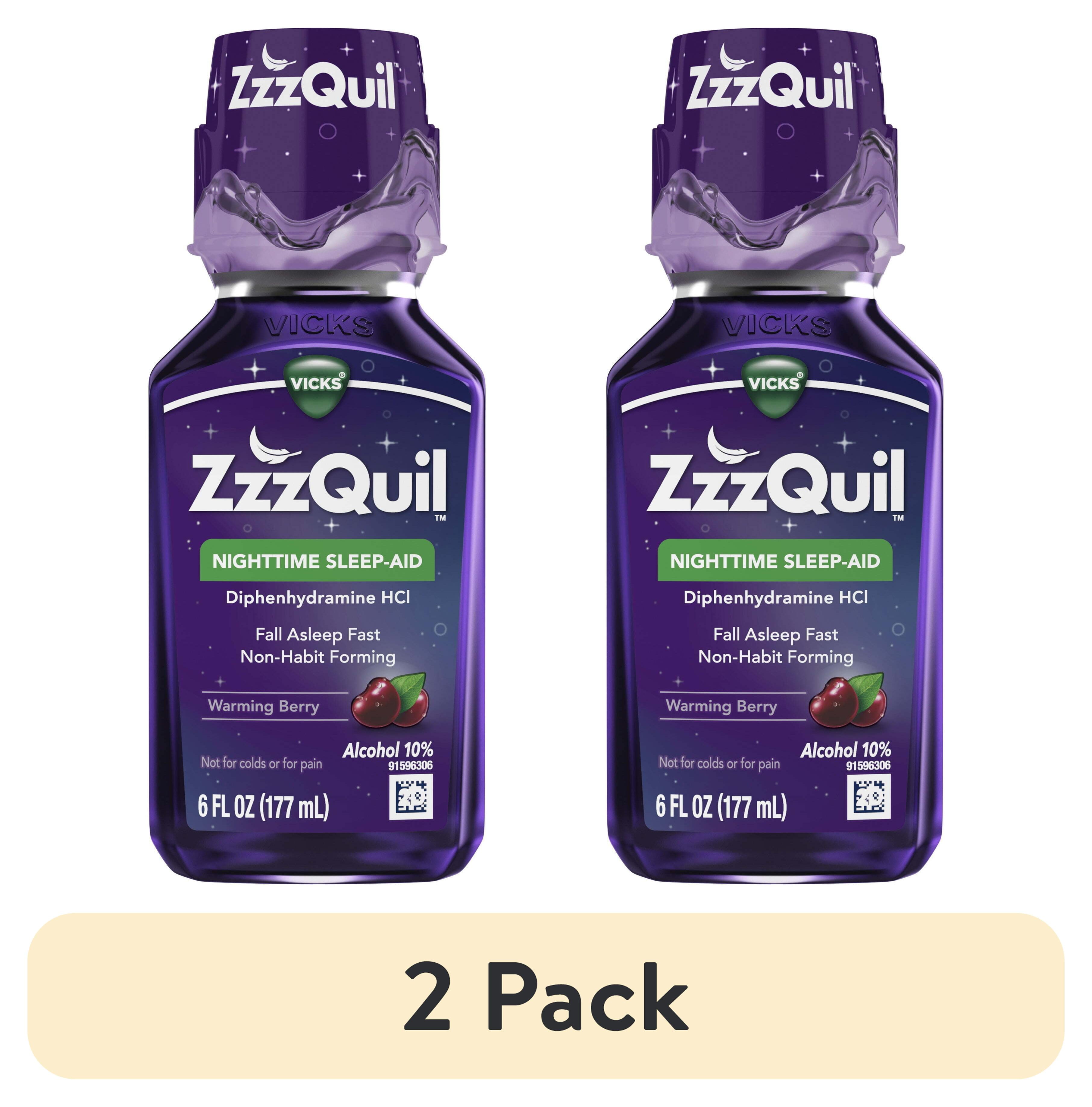 (2 pack) Vicks ZzzQuil Liquid Sleep Aid, Non-Habit Forming, Warming ...