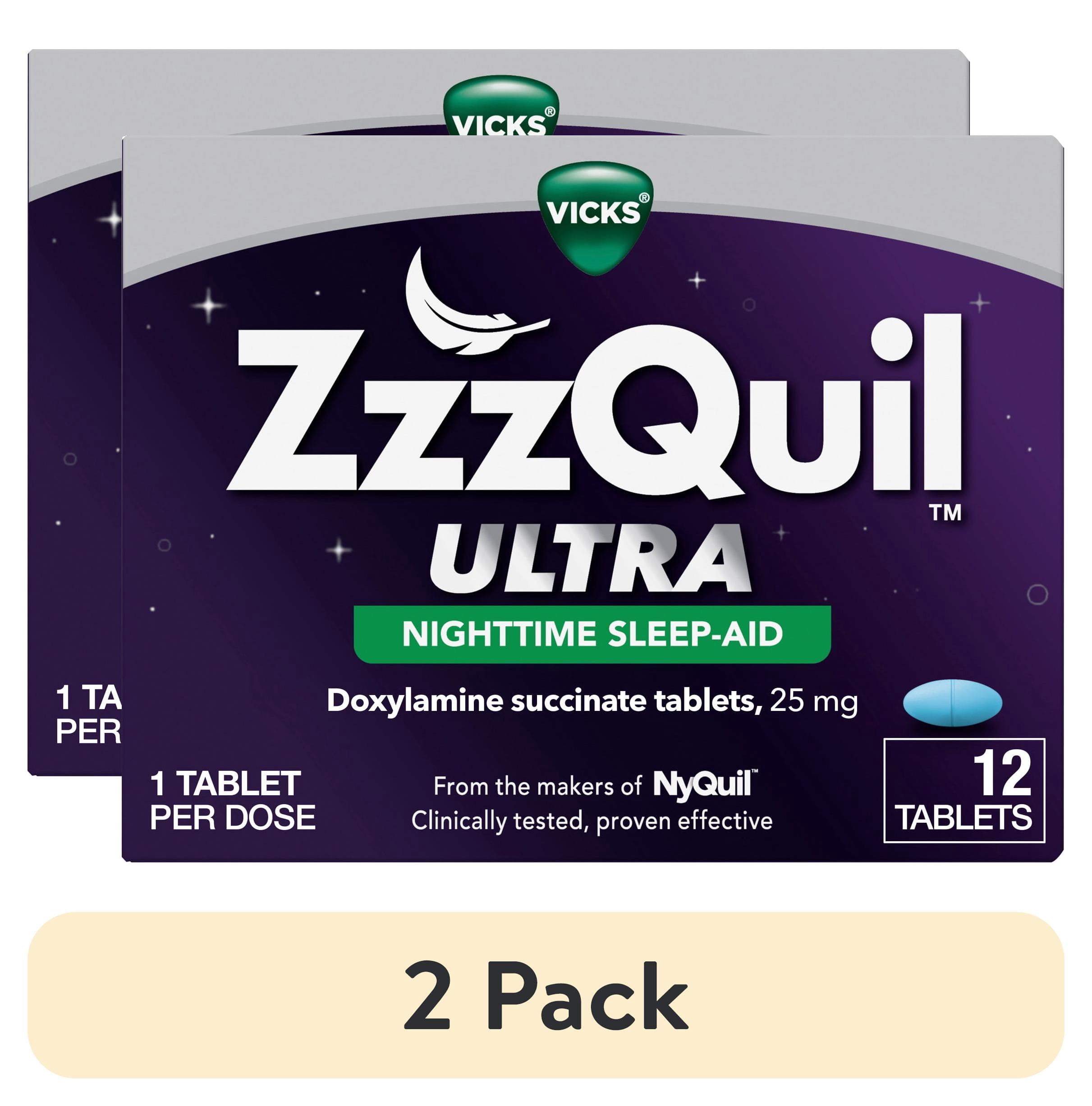 (2 pack) ZzzQuil ULTRA, Sleep Aid, Doxylamine Succinate 25mg, Sleep Aids for Adults, 12 Tablets