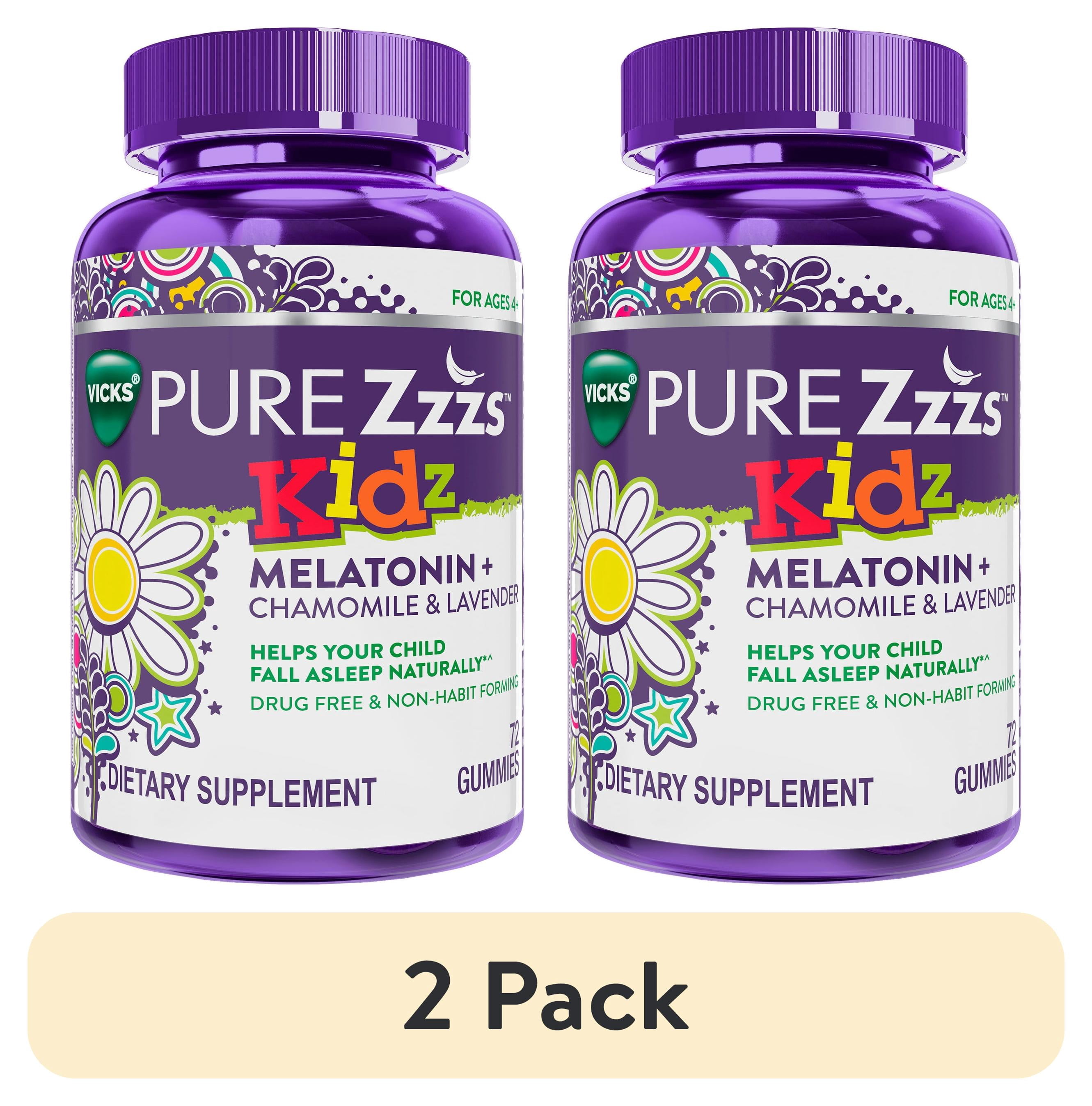 2 pack) ZzzQuil PURE Zzzs Kidz Melatonin Sleep Aid Gummies