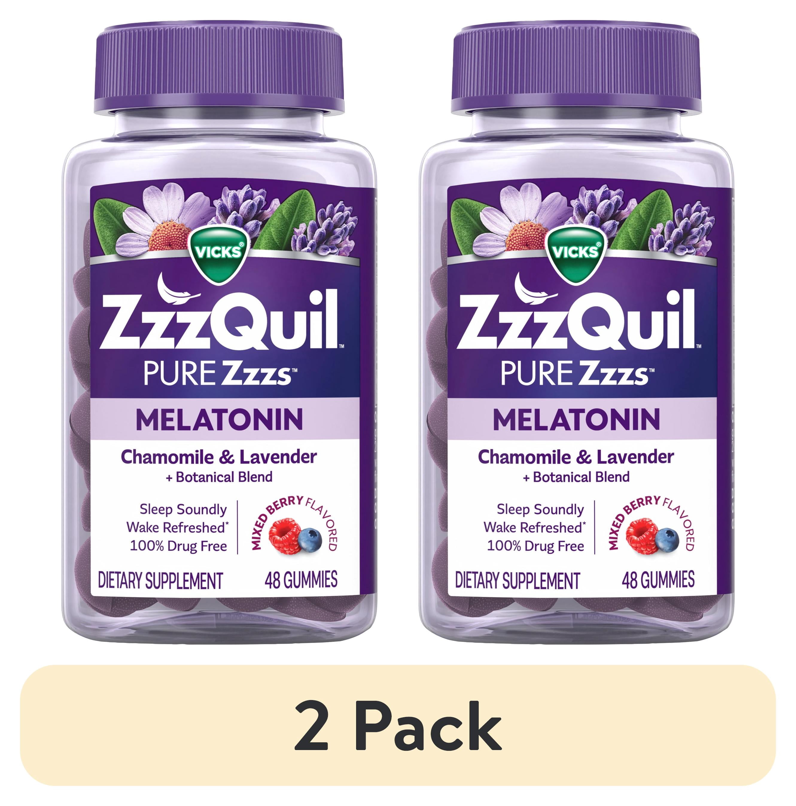 2 pack) ZzzQuil PURE Zzzs Melatonin Sleep Aid Gummies, Melatonin