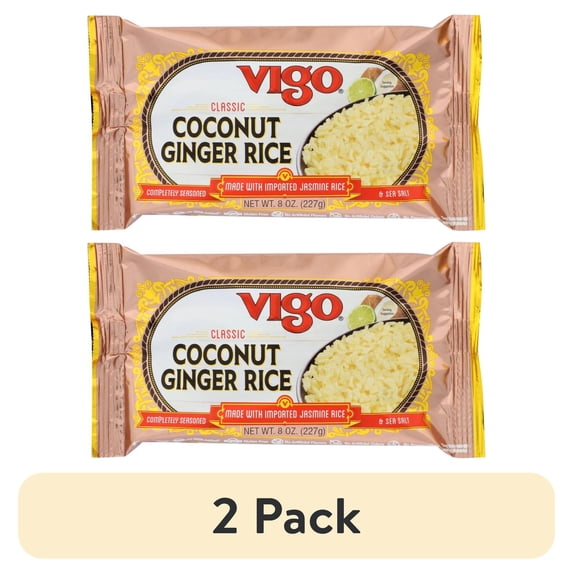 (2 pack) Vigo Foods Coconut Ginger Rice, 8 oz Bag, Allergens Not Contained