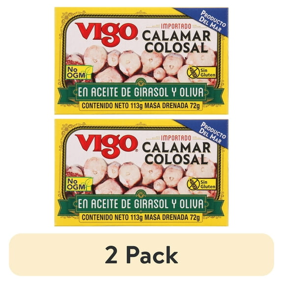 (2 pack) Vigo Jumbo Squid in Oil, 4oz can