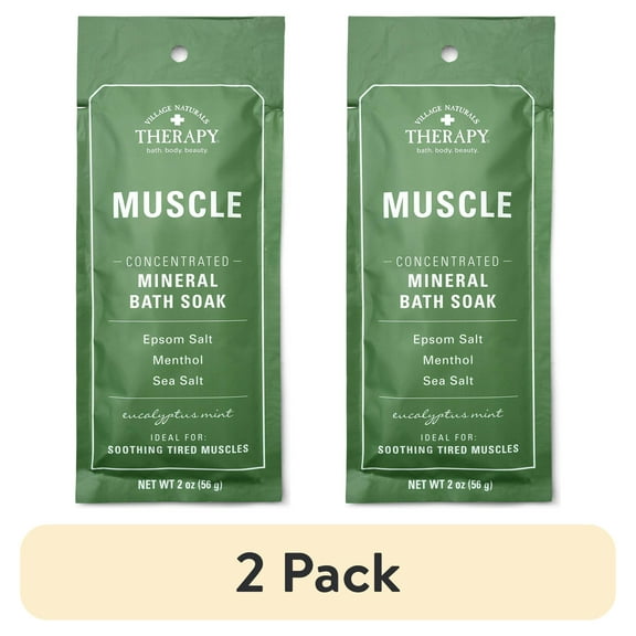 (2 pack) Village Naturals Therapy Muscle Relief Concentrated Mineral Bath Soak, 2 oz.
