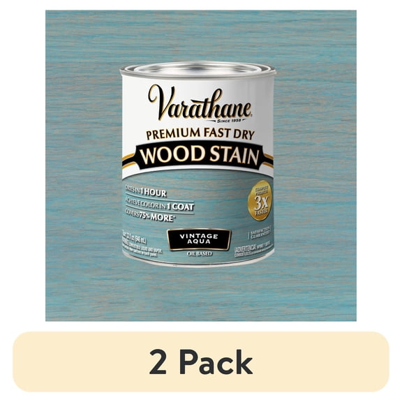 (2 pack) Vintage Aqua, Varathane Premium Fast Dry Wood Stain-297427, Quart