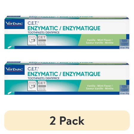 (2 pack) Virbac C.E.T. Enzymatic Pet Toothpaste for Dogs & Cats, Vanilla-Mint, 2.5 oz