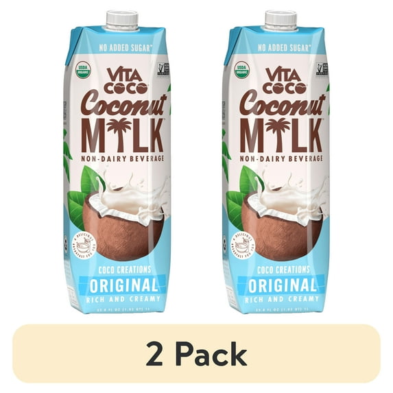 (2 pack) Vita Coco Coconut Milk, Rich & Creamy Non-Dairy Beverage, Original, 33.8 fl oz