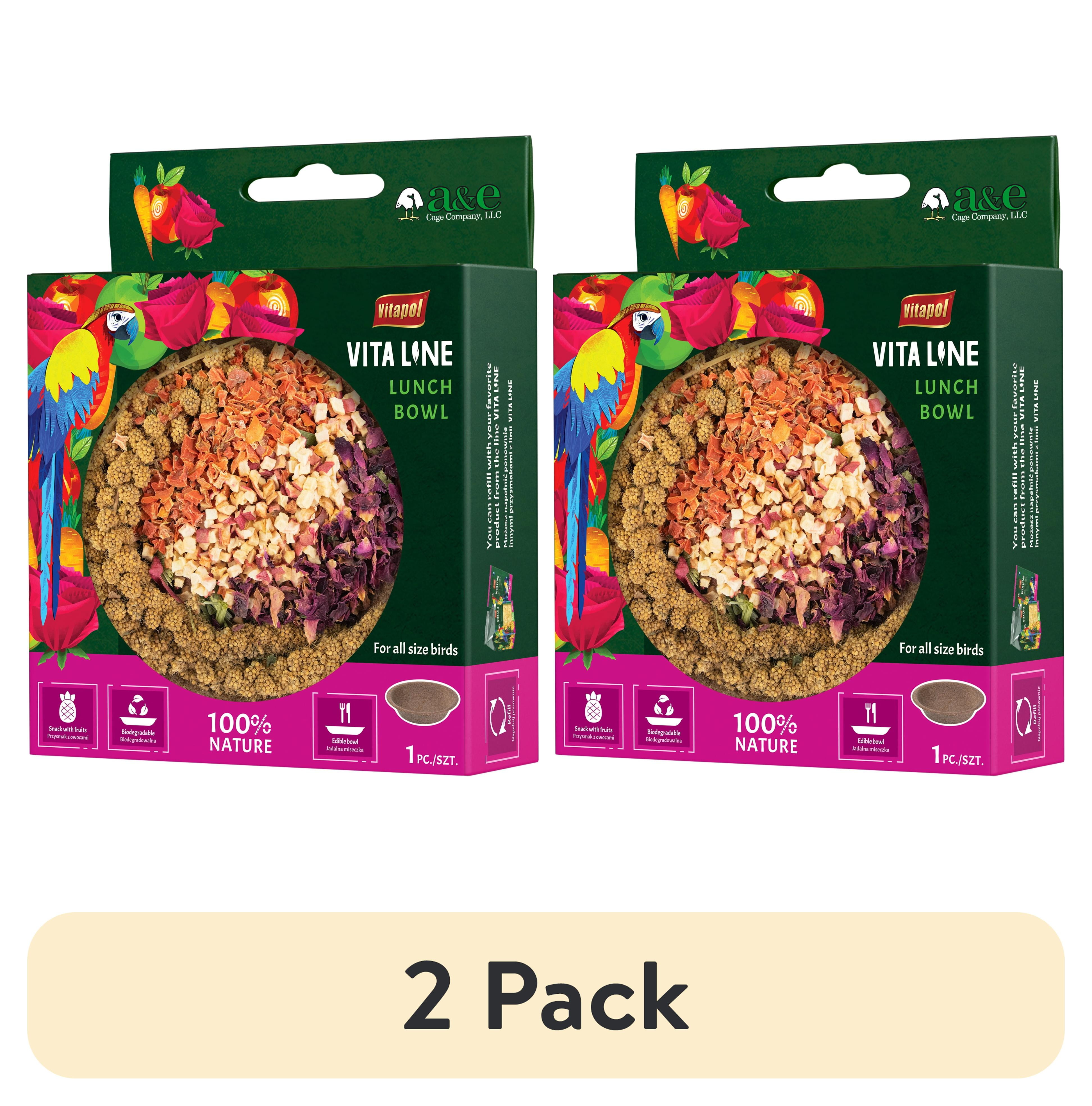 (2 pack) Vita Line Nutritionally Complete Fully Editable Millet Lunch Bowl for Pet Birds, by A&E Cage Company