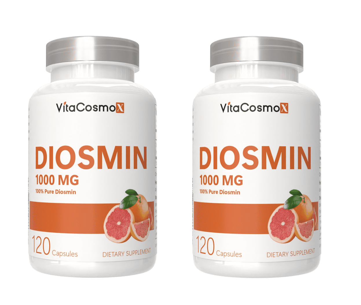 2 pack - VitaCosmoX Diosmin Circulatory Health Support 1000mg 120 Veggie Capsules