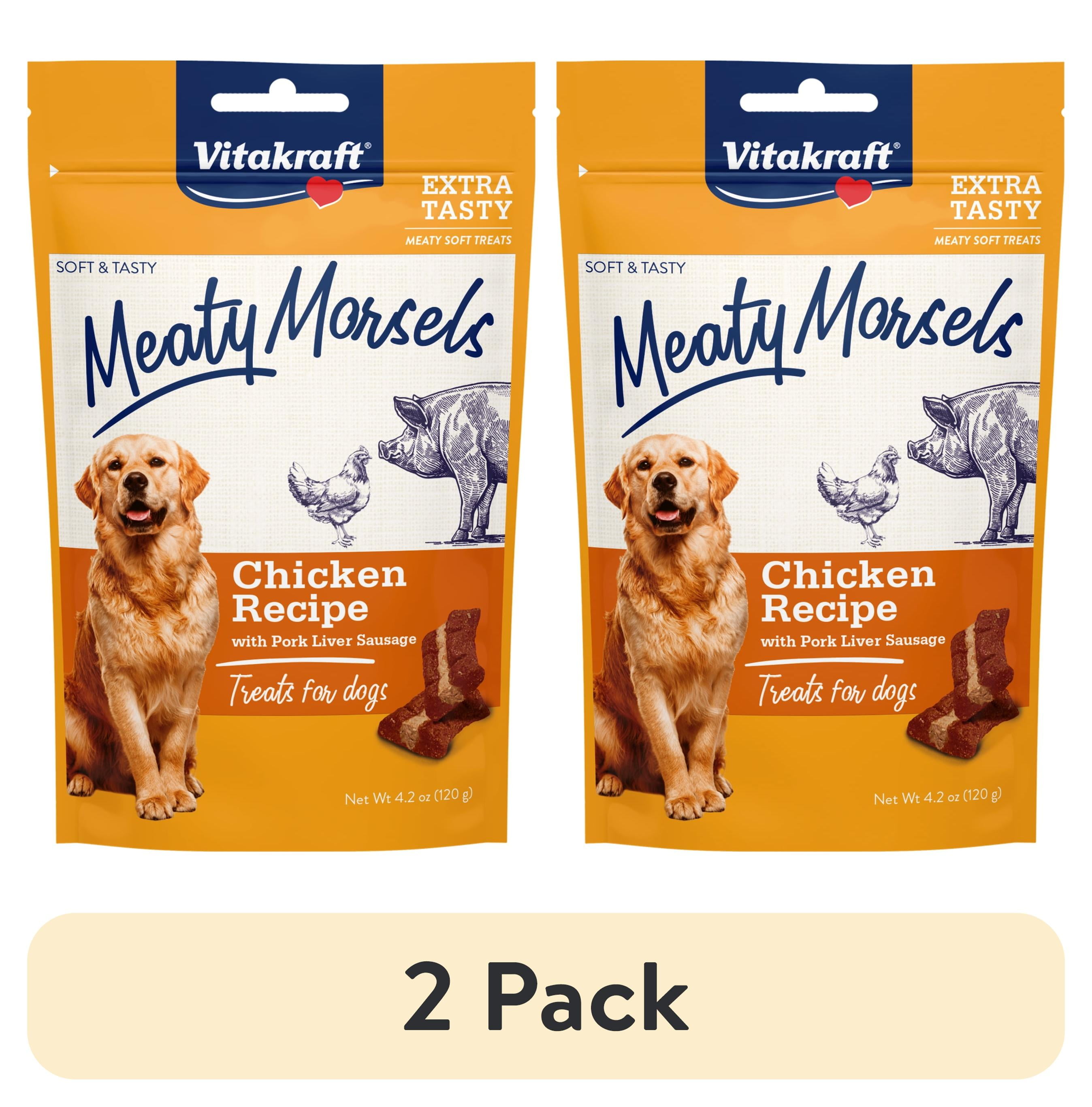 (2 pack) Vitakraft Chicken Recipe with Pork Liver Sausage Dog Treats, 4.2 oz
