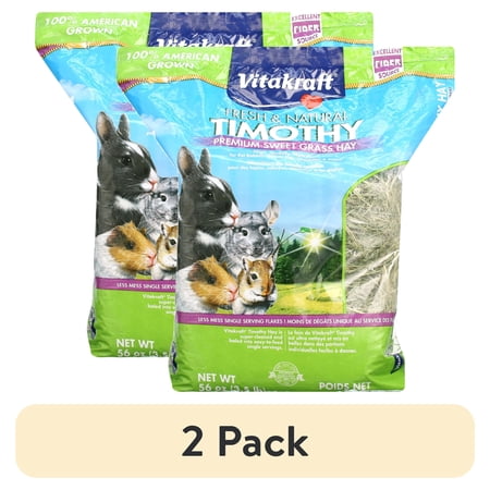 (2 pack) Vitakraft Small Animal Timothy Hay for Guinea Pigs, Rabbits, and Chinchillas - 3.5 lb